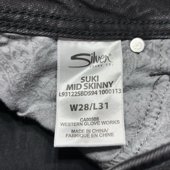 Silver Jeans Womens 28 Suki Mid Rise Skinny Black Denim Streetwear Party Night - Picture 3 of 6
